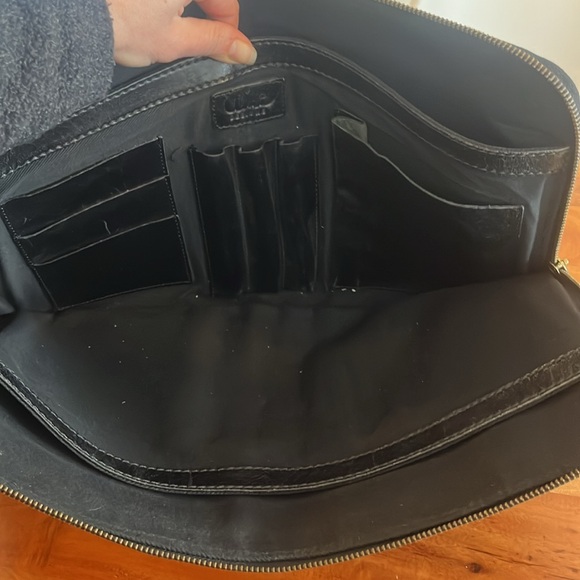 Vintage Men’s Umi Distressed Black Brown Leather Large Zip Portfolio Briefcase - Picture 14 of 14